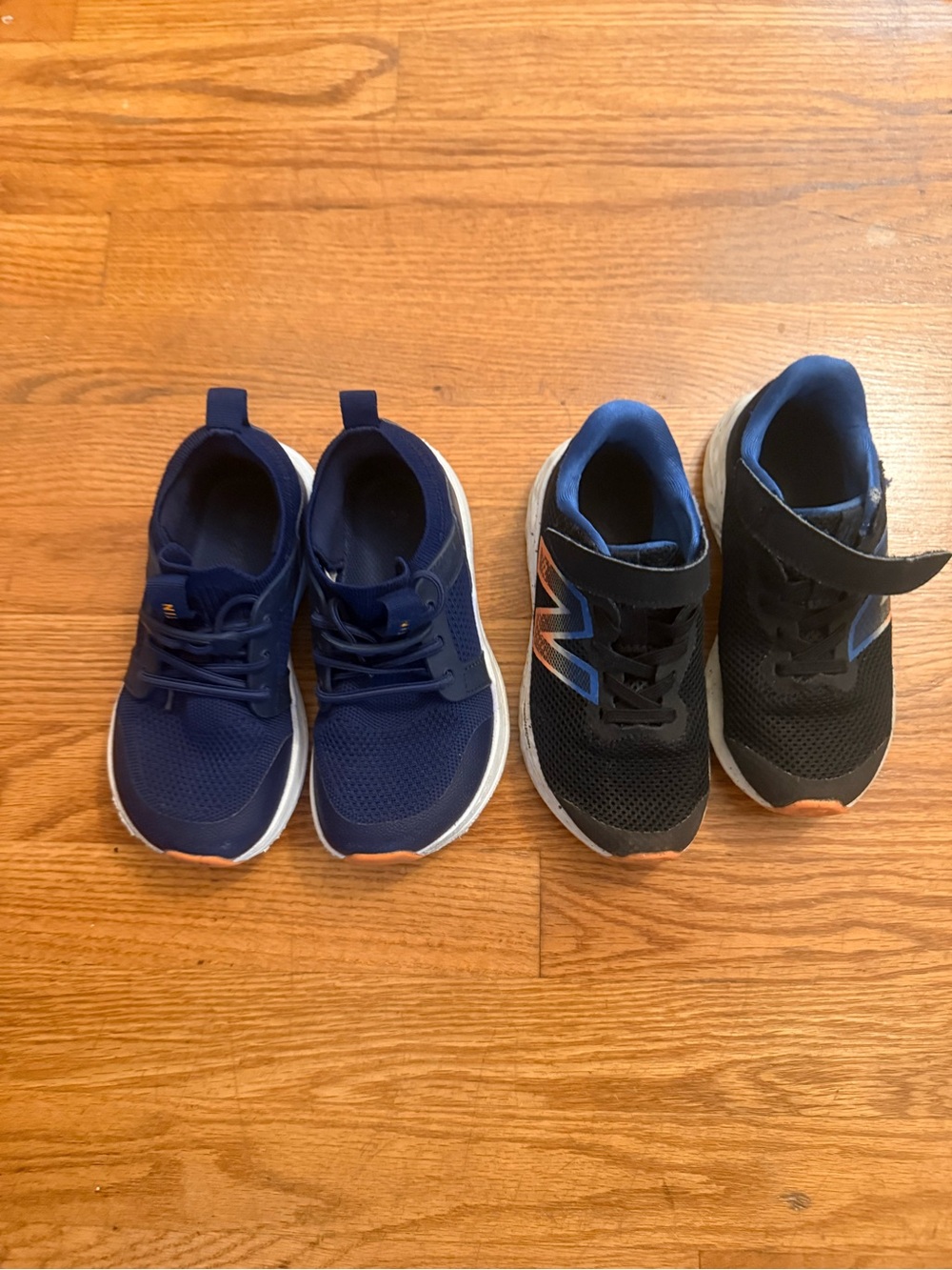 New Balance/Whitin Kids' Black and Blue Sneakers with 2 pairs sizes 12 and 12.5
